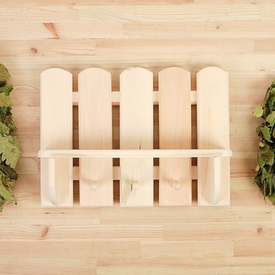 Полка - вешалка для бани и сауны «Забор», 40×30×8 см, деревянная, настенная, 3 крючка, «Добропаровъ»