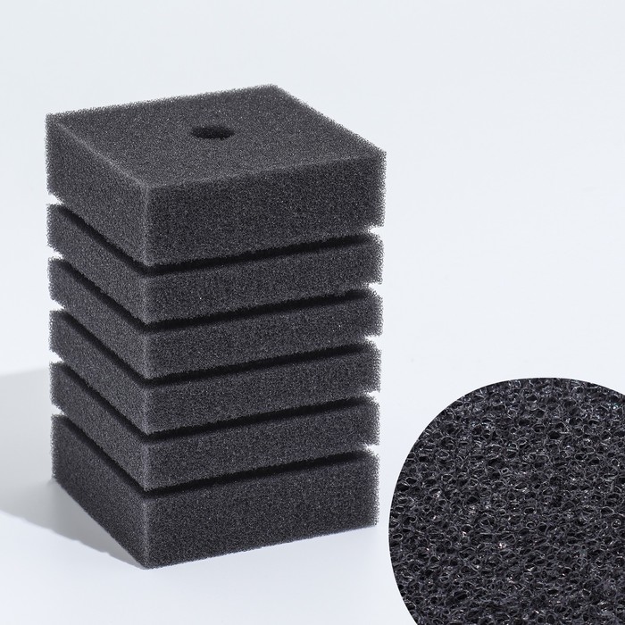 Губка прямоугольная для фильтра турбо № 8, 8×8×12 см, серая - Фото 1