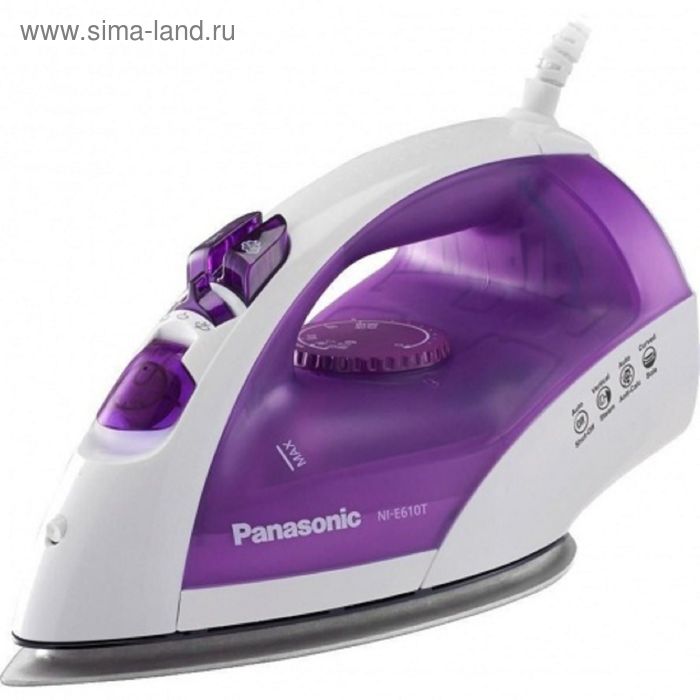 Утюг Panasonic NI-E610TVTW, 2380 Вт, титановая подошва, 25 г/мин, 200 мл, бело-фиолетовый - Фото 1