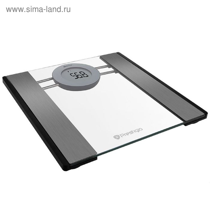 Весы напольные Prestigio Smart Body Fat Scale, электронные, диагностические, до 180кг, серые - Фото 1