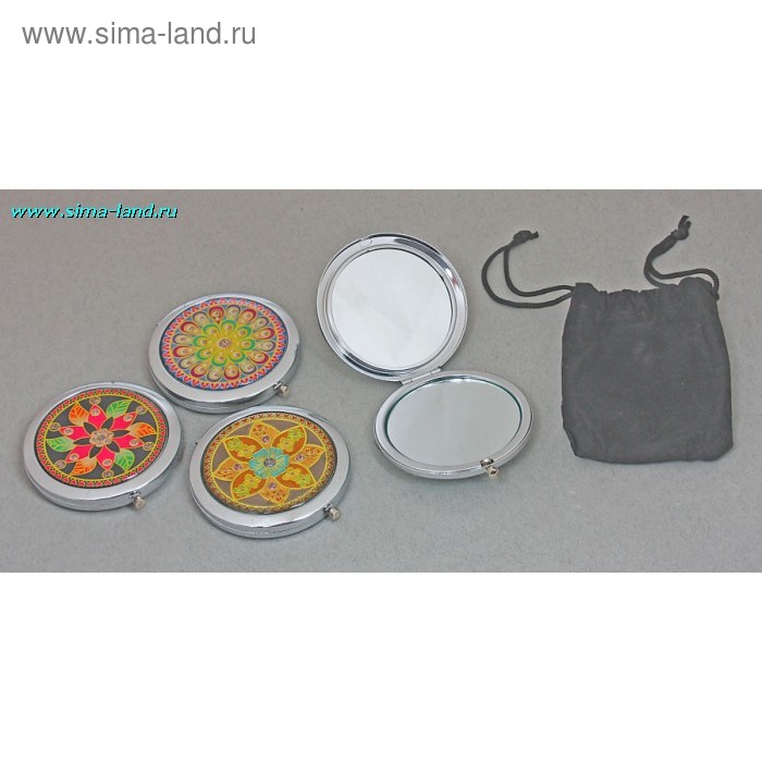 Зеркало компактное "Орнамент и цветы", двустороннее, с двукратным увеличением, цвет МИКС - Фото 1