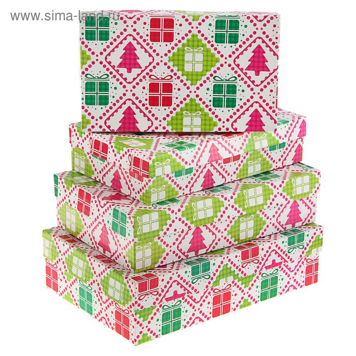 Набор коробок 4в1 "Подарок" 30 х 20 х 8 - 24 х 14 х 5 см - Фото 1