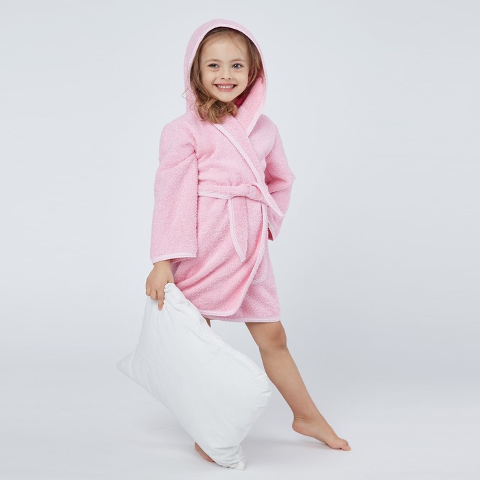 Халат махровый для девочки, рост 104-110 см, цвет розовый К07 - Фото 1