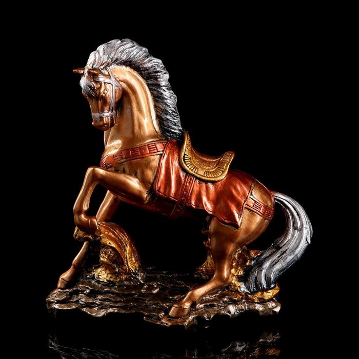 Статуэтка "Конь на дыбах", цвет бронзовый, покрытие лак, гипс, 34х18х36 см, микс - Фото 1