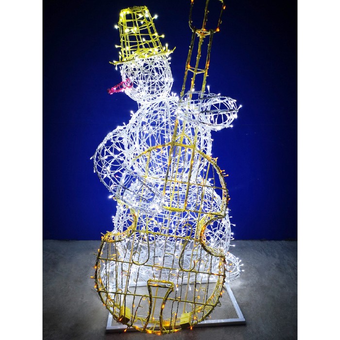 Светодиодная фигура «Снеговик-музыкант», 110 × 150 × 80 см, 100 Вт, 220 В - фото 1911223249