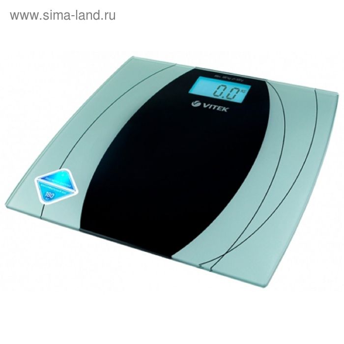 Весы напольные Vitek VT-8061, электронные, до 180 кг, черный/голубой - Фото 1