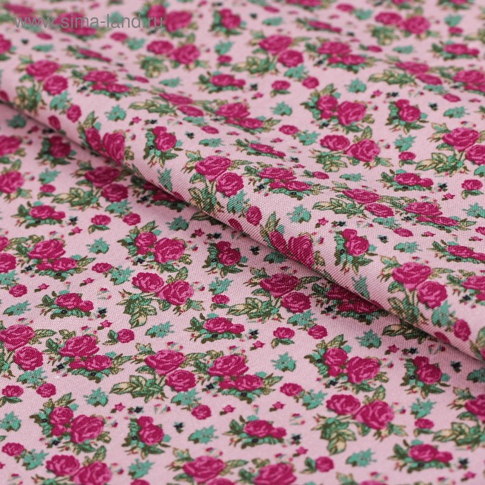 Ткань для пэчворка "Викторианские розы", 50х55см, 146±5г/кв.м, ВР-19, цвет розовый - Фото 1