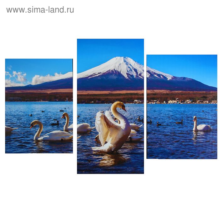 Картина модульная на подрамнике "Лебеди в горах" 99*65 см - Фото 1