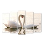 Картина модульная на подрамнике "Влюблённые лебеди" (2-25х63; 2-25х70; 1-25х80) 125х80см - фото 9547222