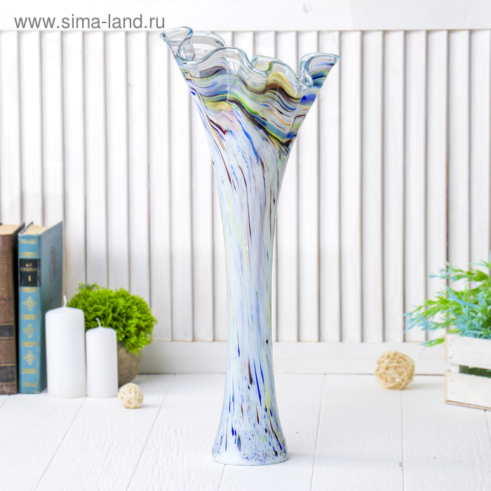 Ваза "Серпантин" цветные разводы, большая 20х45 см - Фото 1