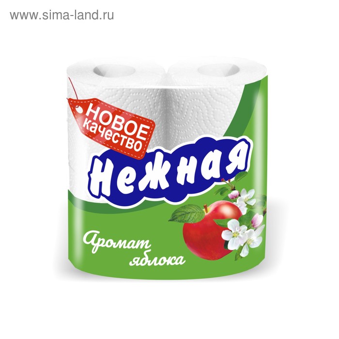 Туалетная бумага «Нежная арома яблоко», 2 слоя, 4 рулона - Фото 1