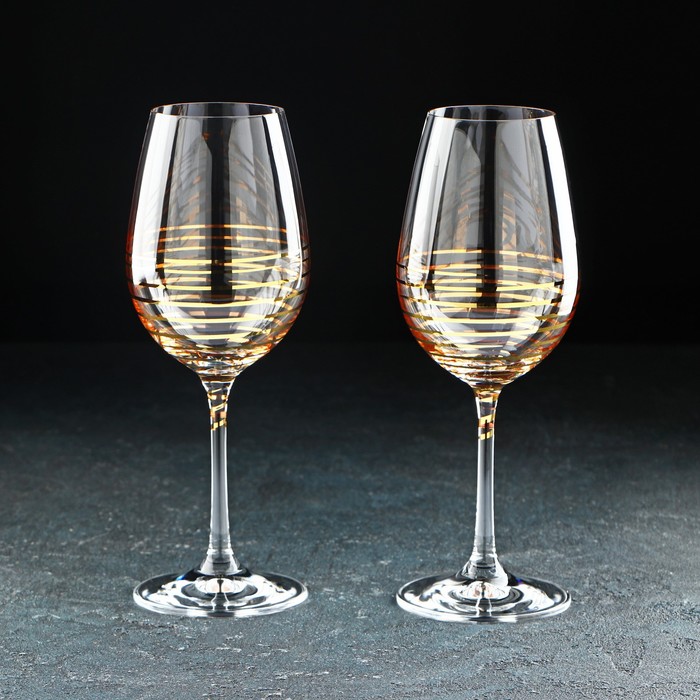 Набор бокалов для вина «Золотая спираль», 350 мл, 2 шт - Фото 1