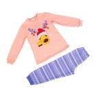 Пижама для девочки "Олень в шапке" (фуфайка, брюки), рост 110-116 см (30), цвет розовый/фиолетовый Р - Фото 1