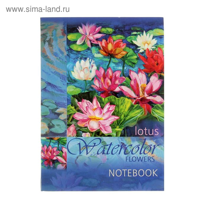 Записная книжка А5, 120 листов "Цветы на воде", интегральная обложка, глянцевая ламинация - Фото 1