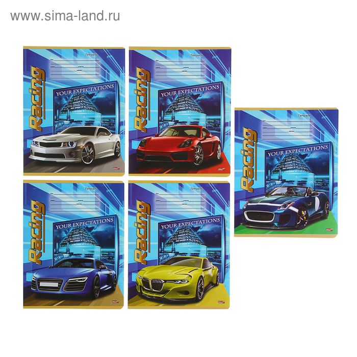 Тетрадь 12 листoв линейка "Машины на синем фоне", обложка картон хромэрзац, 5 видов МИКС - Фото 1