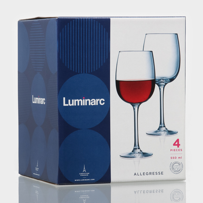 Бокалы для вина Luminarc Allegresse, 550 мл, набор 4 шт., стекло, прозрачные
