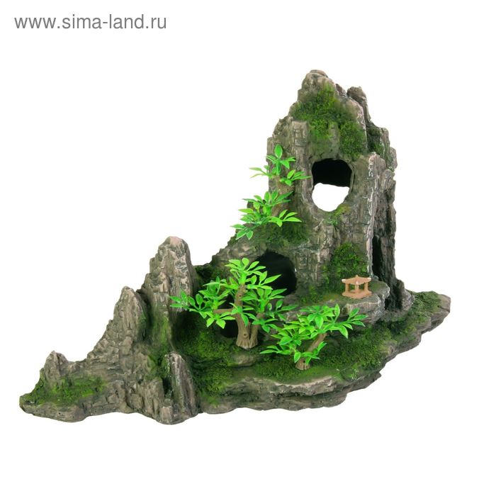 Грот Trixie "Скалы с пещерой с растениями", 27,5 см, пластик - Фото 1