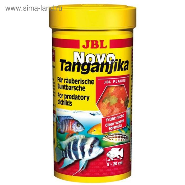 Корм JBL NovoTanganjika для хищных цихлид, хлопья из рыбы и планктонных животных - Фото 1