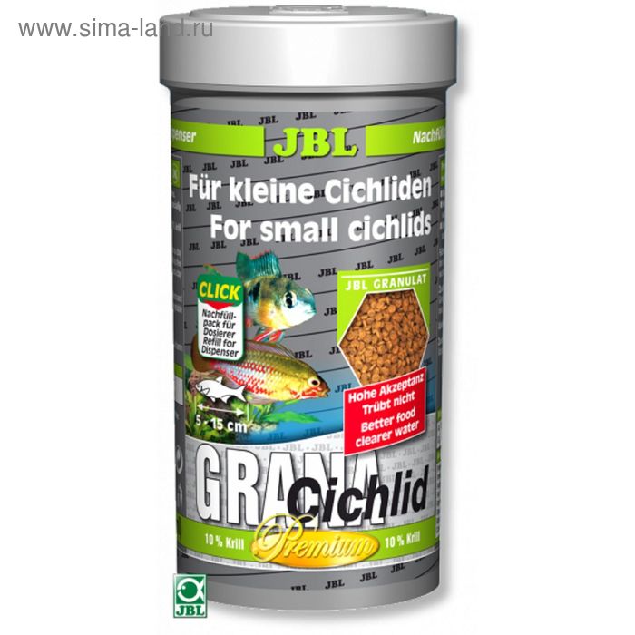 Корм "премиум" JBL Grana-Cichlid для плотоядных цихлид, гранулы, 250 мл., 110 г. - Фото 1