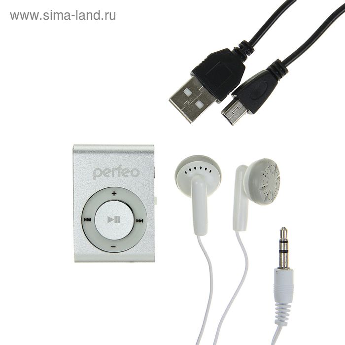 Mp3 плеер Perfeo Music Clip Titanium, цвет серебро - Фото 1