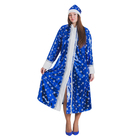 Карнавальный костюм "Снегурка", шуба-трапеция с шапкой, снежинки на синем, р-р 56-58, рост 170 см - Фото 1