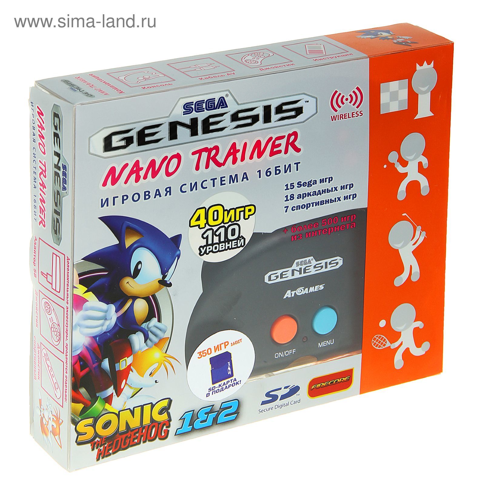 Игровая приставка SEGA Genesis NanoTrainer + 390 игр + SD+ адаптер + кабель  USB (черный) (1826316) - Купить по цене от 1 670.00 руб. | Интернет магазин  SIMA-LAND.RU