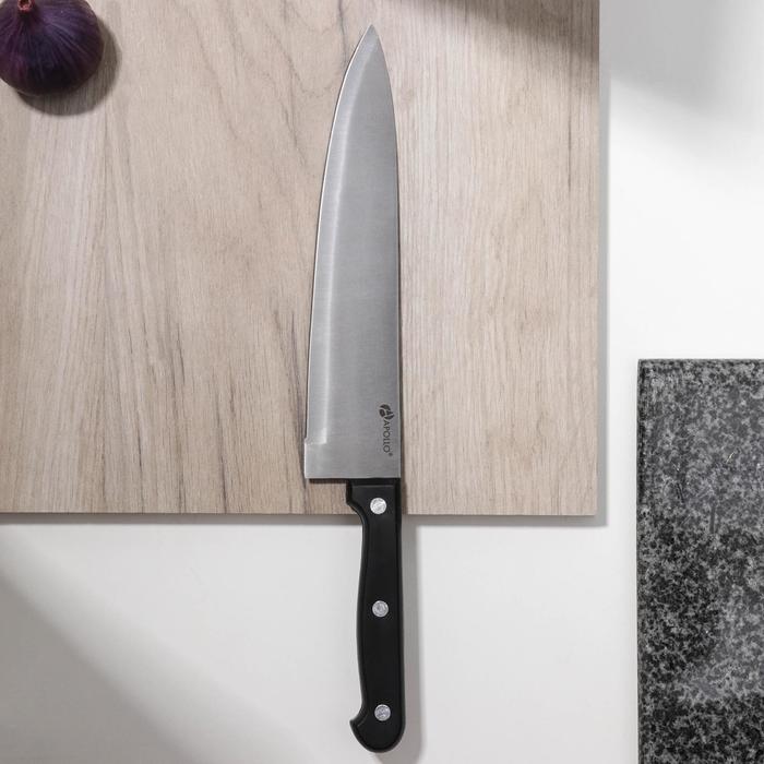 Нож кухонный поварской Apollo Saphire, лезвие 20 см, цвет чёрный - Фото 1