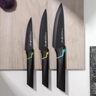 Набор кухонных ножей Vertex, 3 шт: 10 см, 12,5 см, 13,5 см, цвет чёрный - фото 4804767