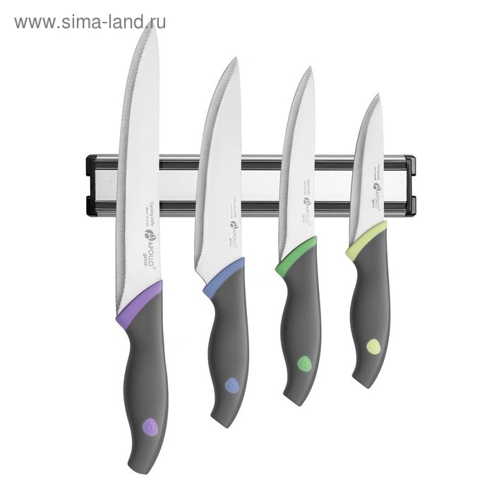 Набор ножей Genio Kaleido 5 предметов: 4 ножа, магнитный держатель 23 см - Фото 1