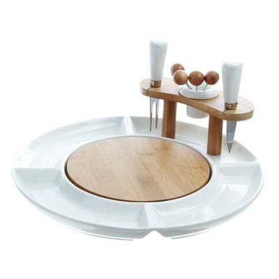 УЦЕНКА набор для сырного ассорти и канапе "Эстет" (2 ножа, 4 шпажки, доска для нарезки)