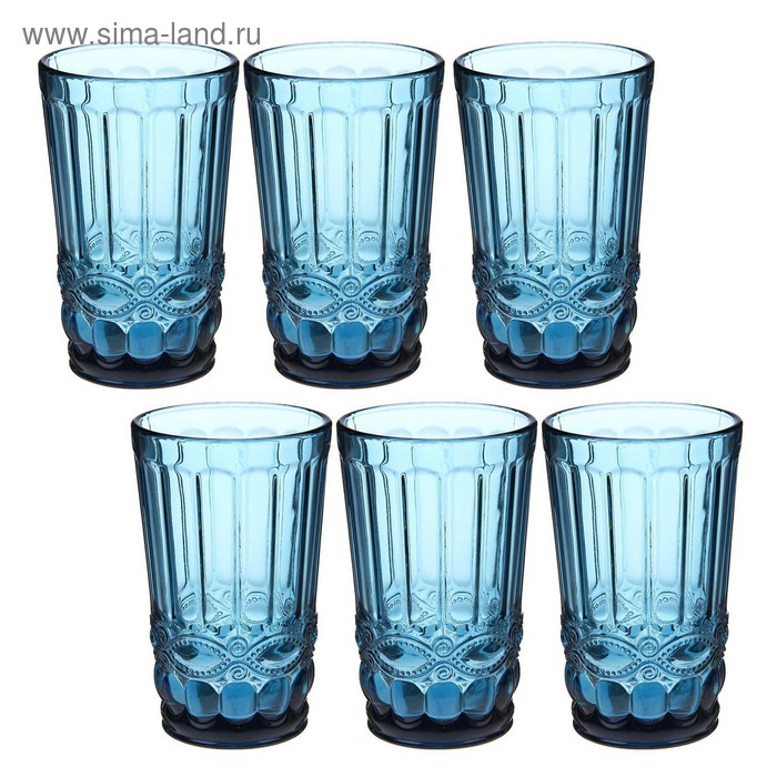 Набор стаканов 6 шт "Ла-Манш" 350мл 8х8х12,5 см, синий УЦЕНКА - Фото 1