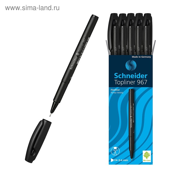 Ручка капиллярная Schneider TOPLINER 967, узел 0.4 мм, чернила черные - Фото 1