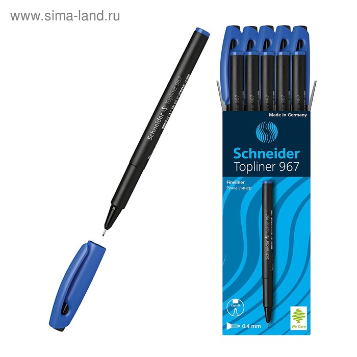Ручка капиллярная Schneider TOPLINER 967, узел 0.4 мм, чернила синие - Фото 1