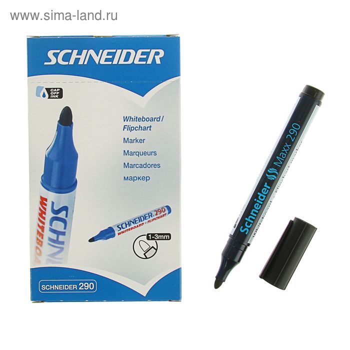 Маркер для доски и флипчарта 3.0 мм Schneider Board 290, чёрный - Фото 1