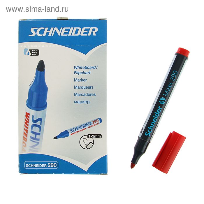 Маркер для доски и флипчарта 3.0 мм Schneider Board 290 красный - Фото 1