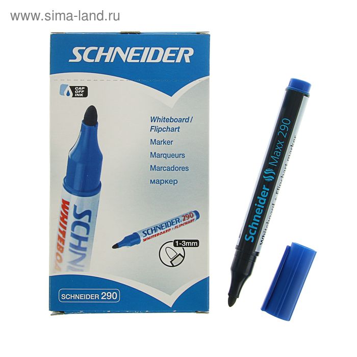 Маркер для доски и флипчарта 3.0 мм Schneider Board 290 синий - Фото 1