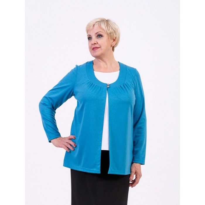 Блузка женская, размер 56, цвет бирюза