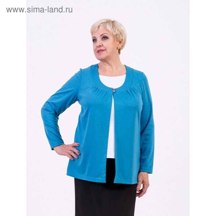 Блузка женская, размер 56, цвет бирюза - Фото 1
