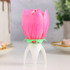 Свеча для торта музыкальная "Тюльпан", розовая, 12×5 см - фото 8212184