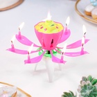 Свеча для торта музыкальная «Тюльпан», розовая, 12×5 см - Фото 3