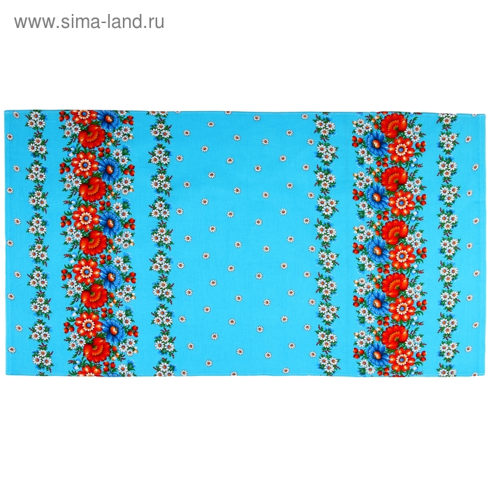 Полотенце банное вафельное, размер 150х80 см, цвет голубой, цветы МИКС - Фото 1