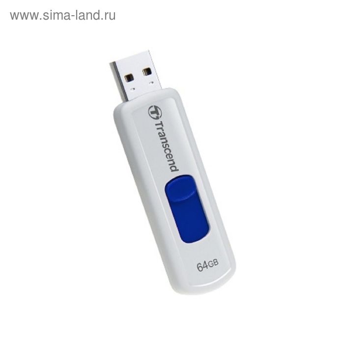 Флешка USB2.0 Transcend Jetflash JF530 TS64GJF530, 64 Гб, бело-синяя - Фото 1