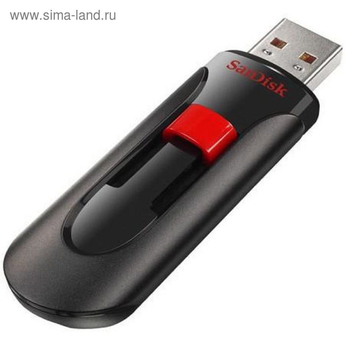Флешка USB2.0 Sandisk Cruzer Glide SDCZ60-064G-B35, 64 гб, черно-красная - Фото 1