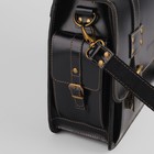Портфель мужской, 1 отдел, 3 наружных кармана, длинный ремень, цвет чёрный - Фото 6