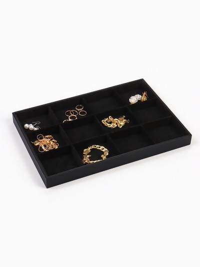 Подставка для украшений «QF. Флок», 12 ячеек, 35×24×3, чёрная