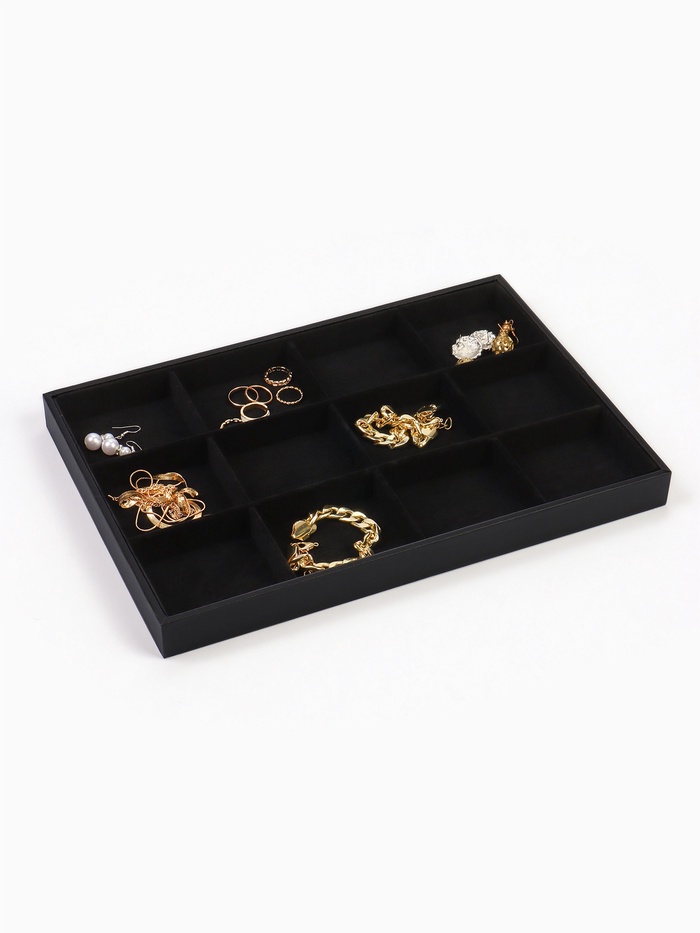 Подставка для украшений «QF. Флок», 12 ячеек, 35×24×3, чёрная