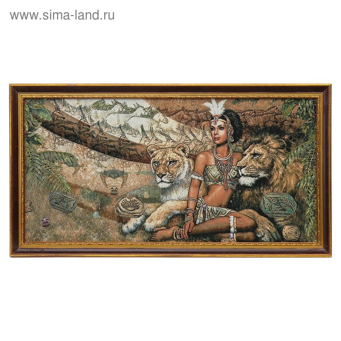 Гобеленовая картина "Танцовщица со львами" 45*85 см - Фото 1