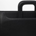 Папка деловая, отдел с перегородкой на молнии, 2 ручки, наружный карман, цвет чёрный - Фото 4