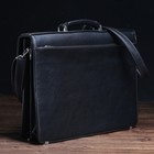 Сумка-портфель мужская на молнии, 1 отдел с перегородкой, длинный ремень, цвет чёрный - Фото 2