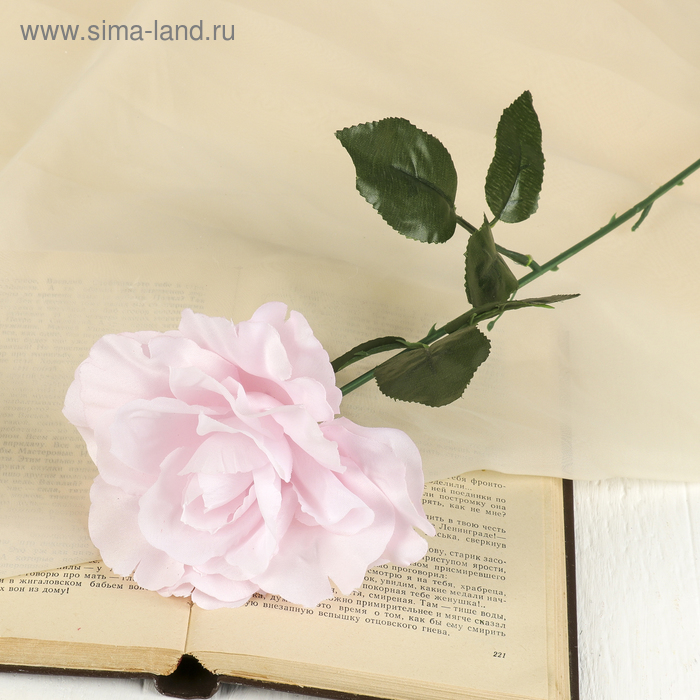 Цветы искусственные "Роза" волнистый край, 10*53 см, розовая - Фото 1